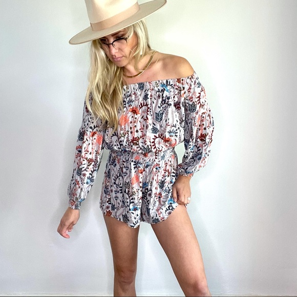 Free People Pants - Free People Floral Off the Shoulder Romper Small